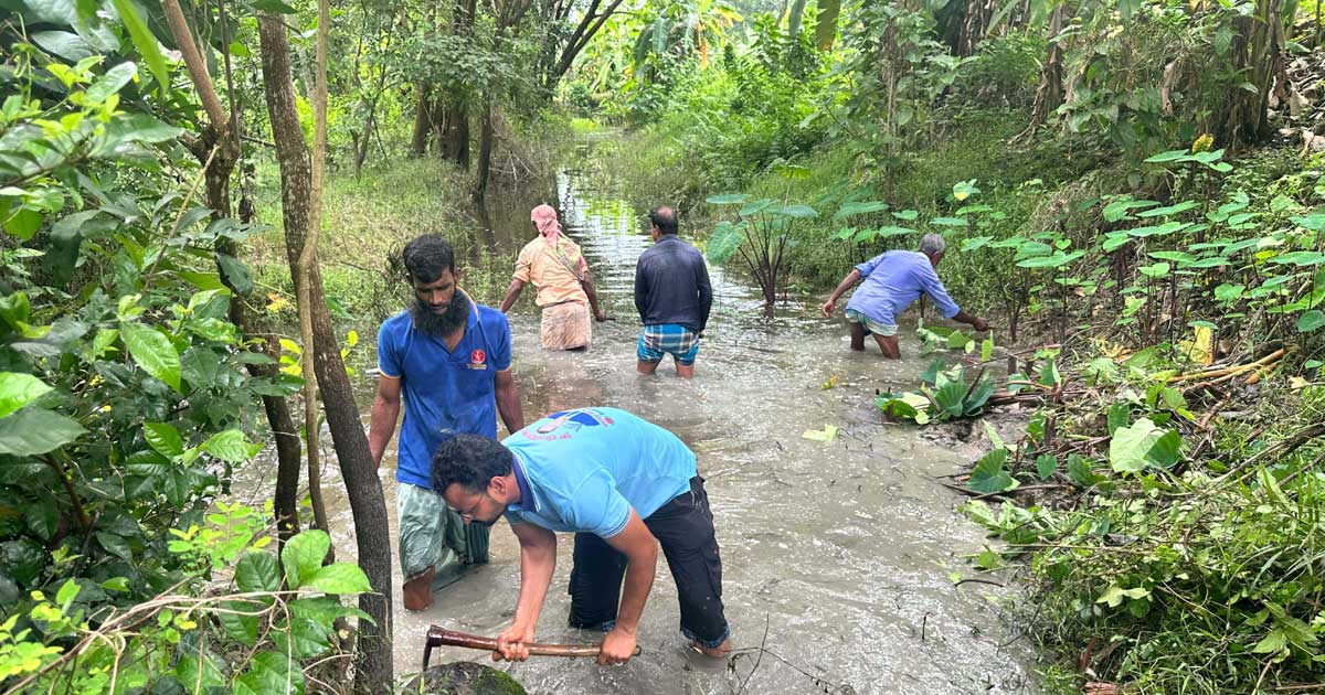 মিরসরাইয়ে কৃষকদলের খাল খনন ও পরিষ্কার অভিযান