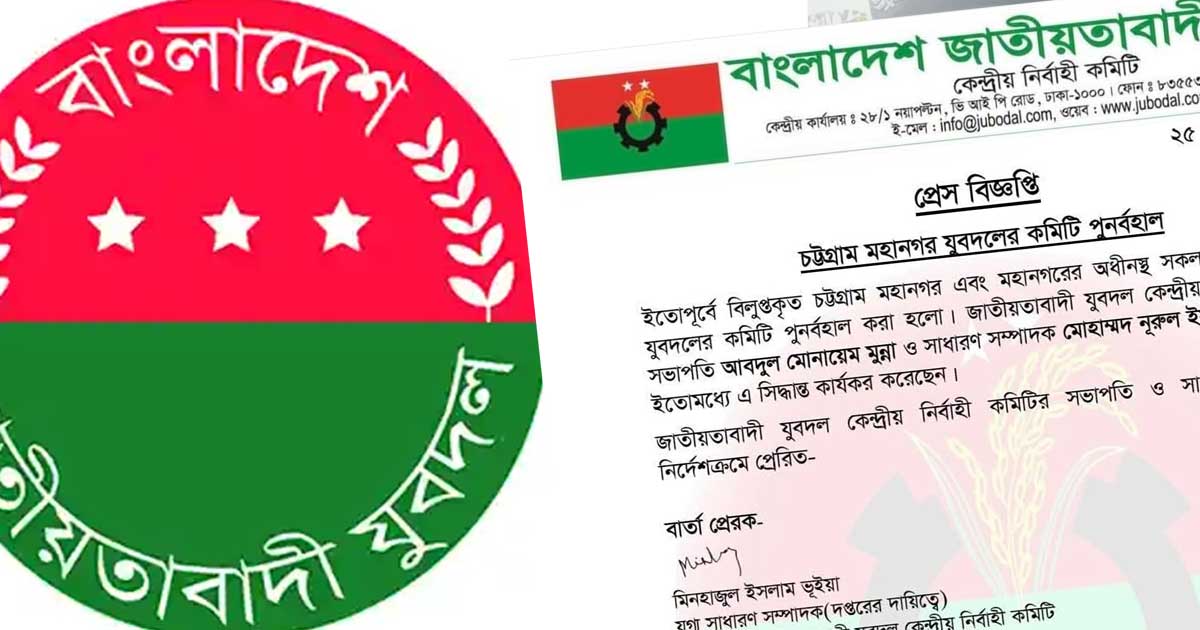 বিলুপ্তির প্রায় দুই বছর পর চট্টগ্রাম মহানগর যুবদলের কমিটি পুনর্বহাল